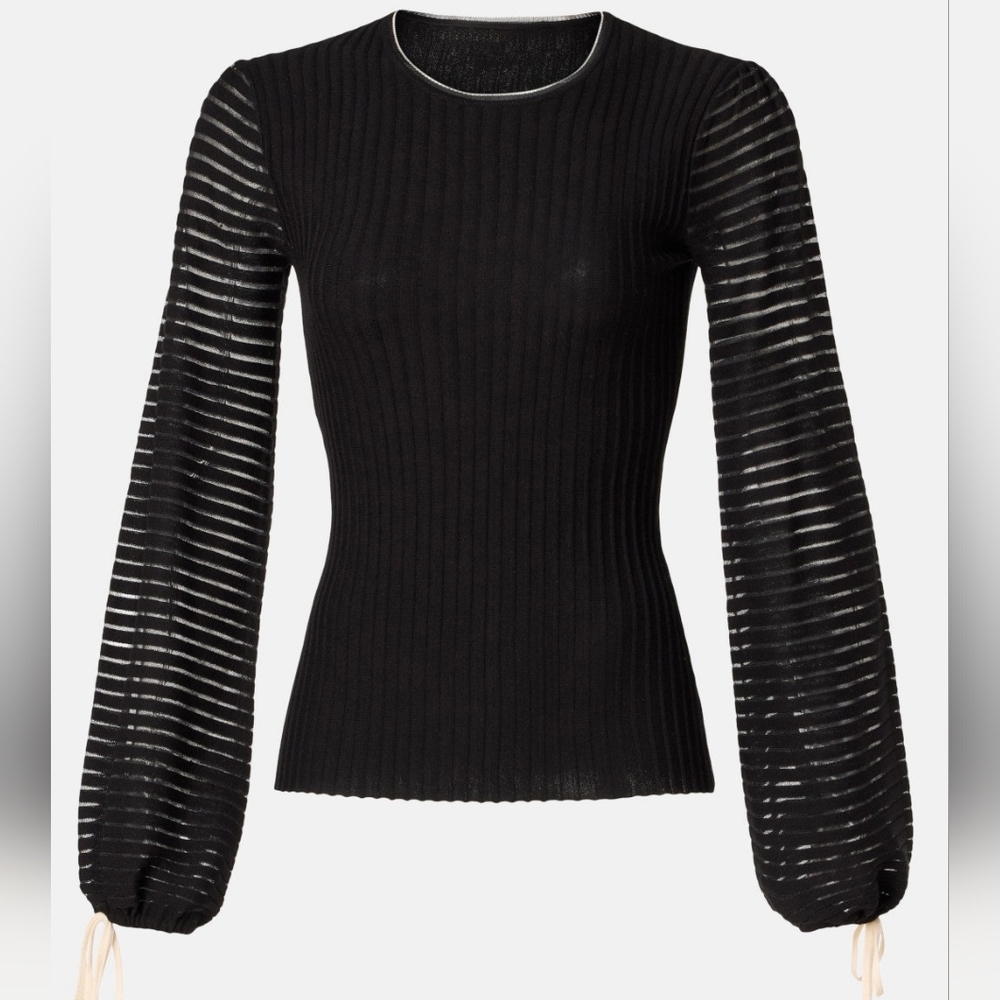 Roksanda Tie Puff Sleeve Top Knits Crew Neck Long Sleeve Size S